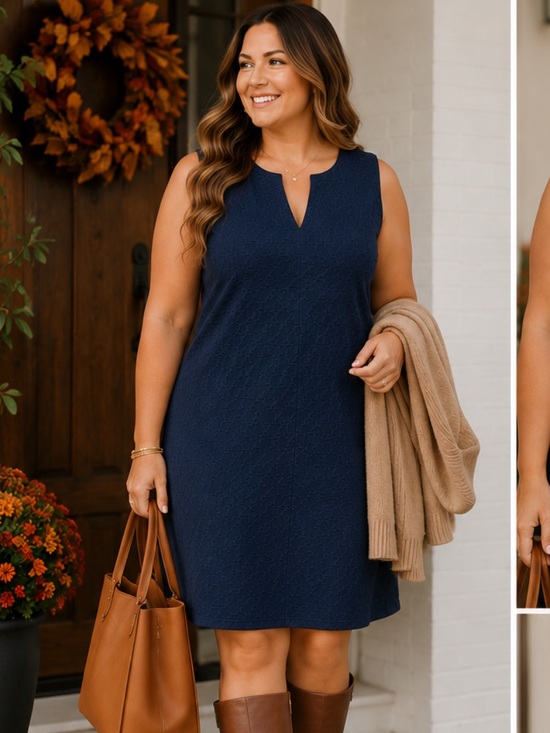 Liz Claiborne Dresses & Skirts - Liz Claiborne Navy Textured Cap-Sleeve Sheath Dress